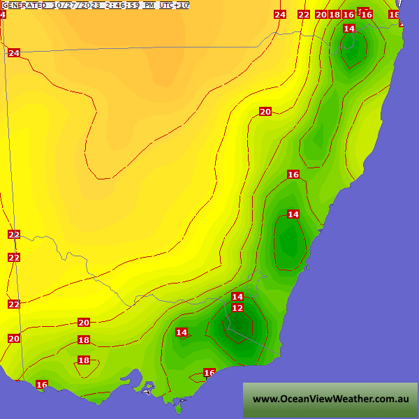 OceanViewWeather NSW + VIC Temperature Gradient