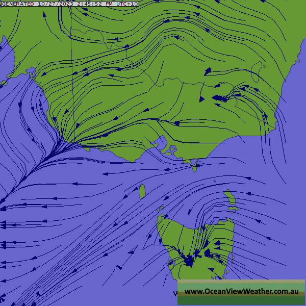 OceanViewWeather VIC + TAS Wind Direction GFS Forecast Charts